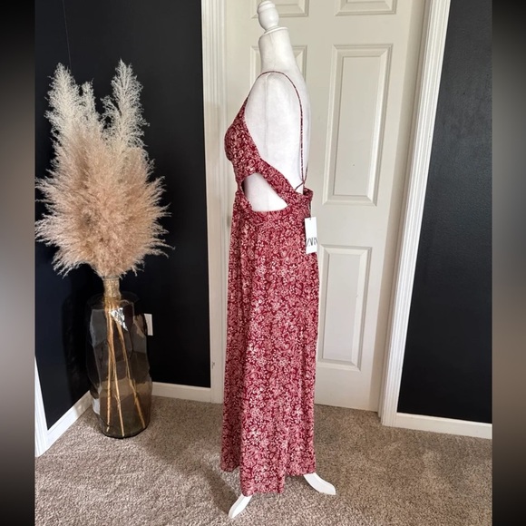 NWT Zara Cut Out Floral Printed Midi/Maxi Dress 
size XL - Picture 9 of 12